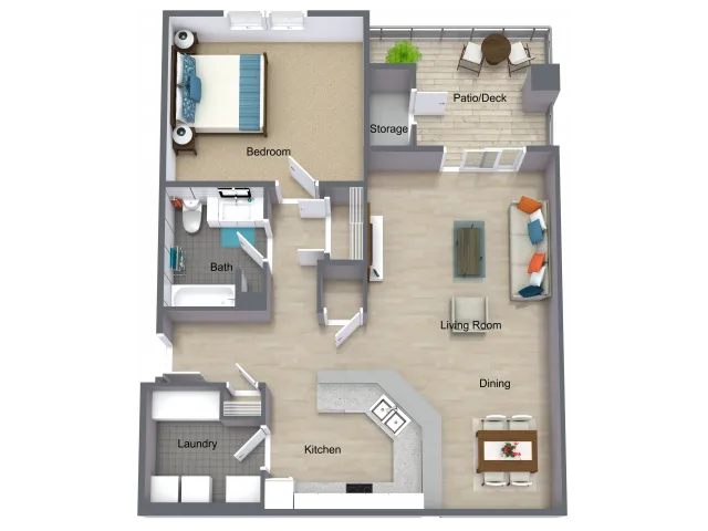 One Bedroom Apartment Floorplan - I STREET Modern Apartments - Bentonville Arkansas
