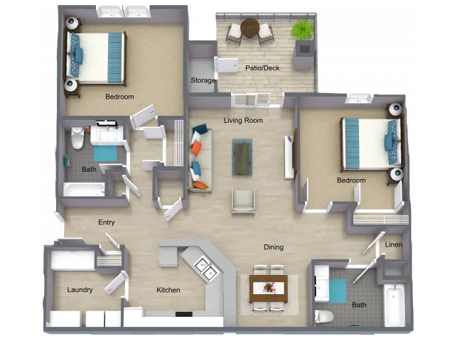 Two Bedroom Apartment Floorplan - I STREET Modern Apartments - Bentonville Arkansas