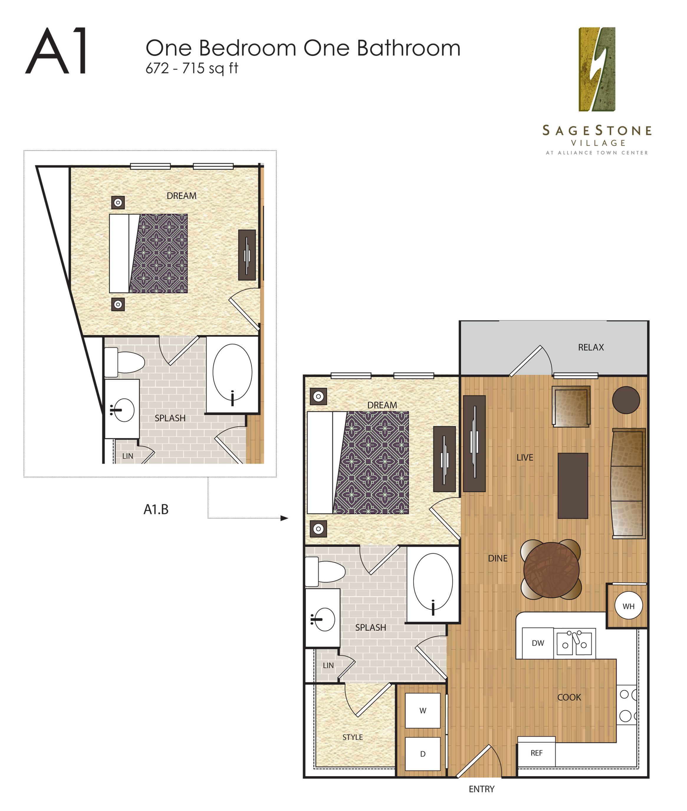 SageStone Village - A1 1 BR / 1 BA