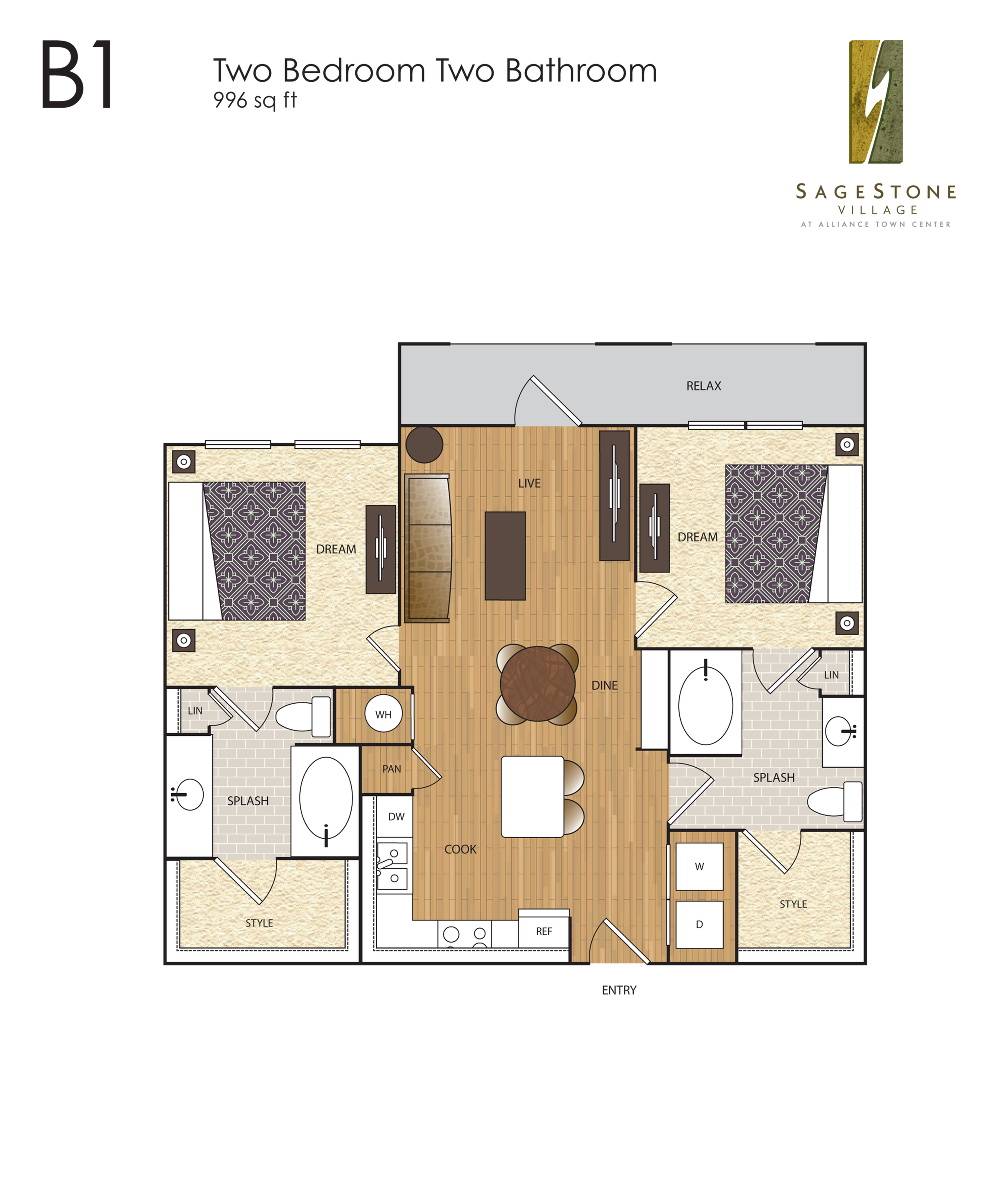 SageStone Village - B1 2 BR / 2 BA