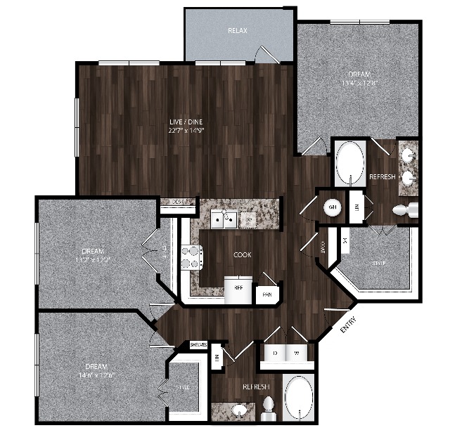 C1HC_Union_House_Three_Bedroom_Modern_Apartment_North_Texas