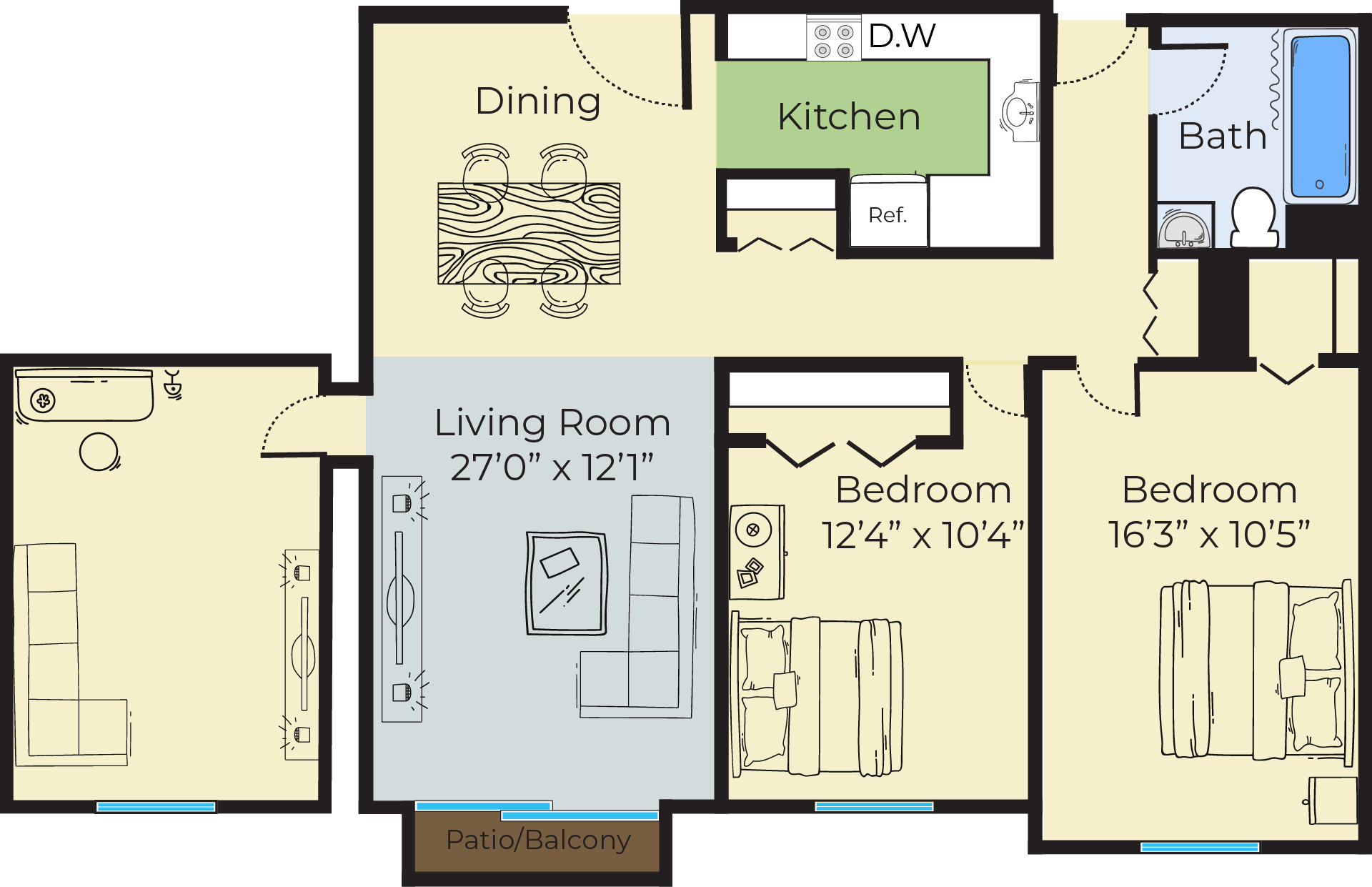 2 Bedroom 1 Den 1 Bath Floor Plan Princeton Park Lowell MA