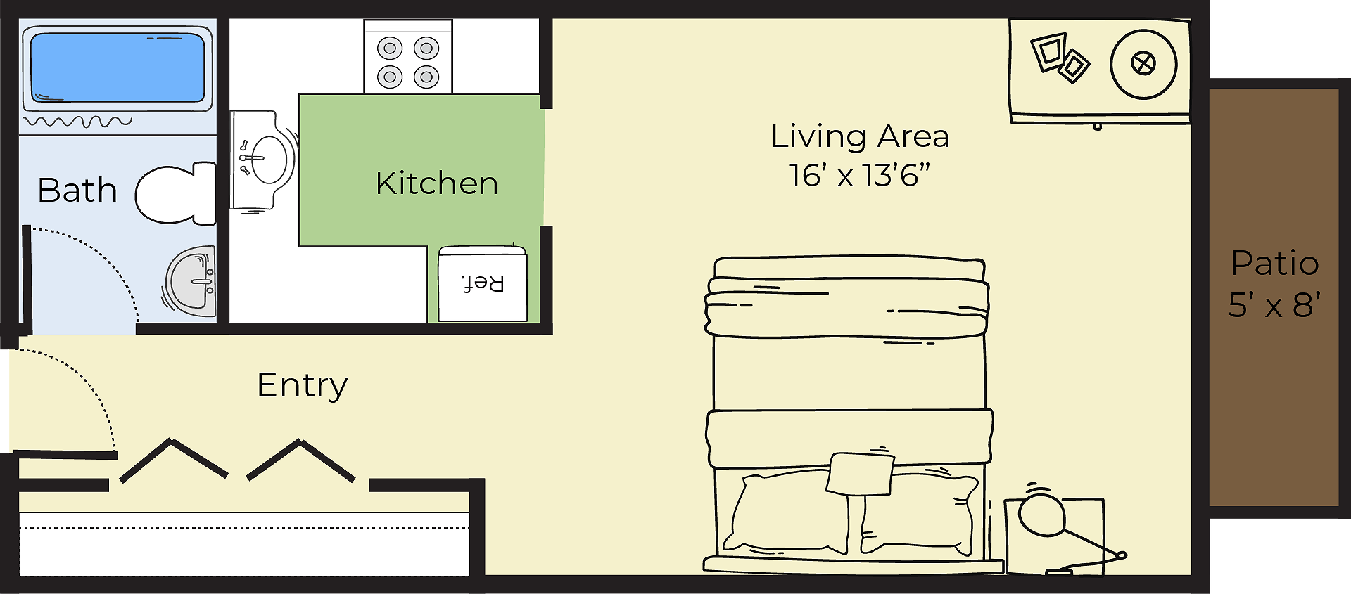 Brighton Studio 1 Bath Floor Plan Princeton Green Marlborough MA
