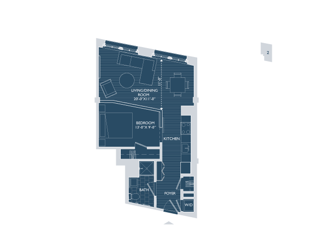 1 Bdrm Floor Plan | South Boston Apartments | 381 Congress