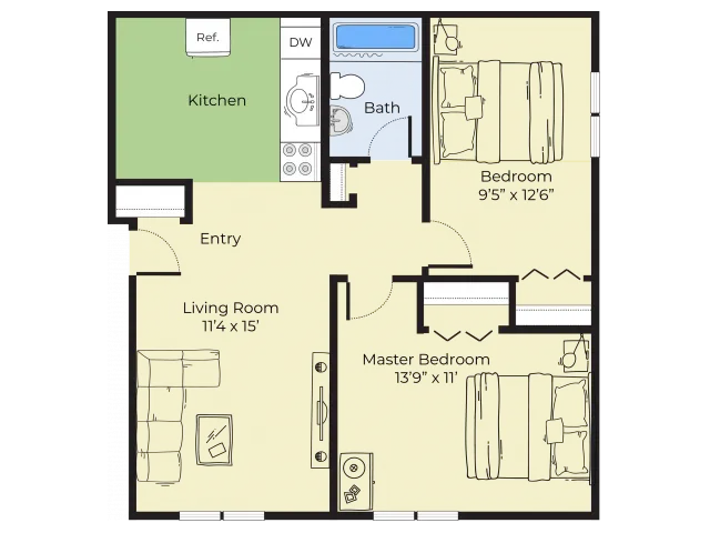 2 Bed Floor Plan