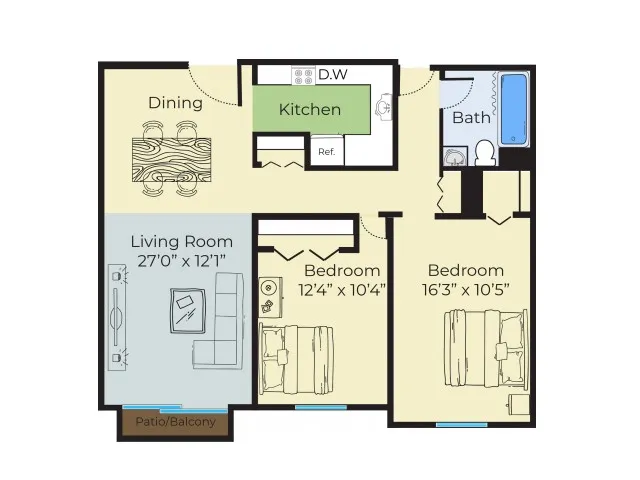 Two Bedroom Deluxe Floorplan