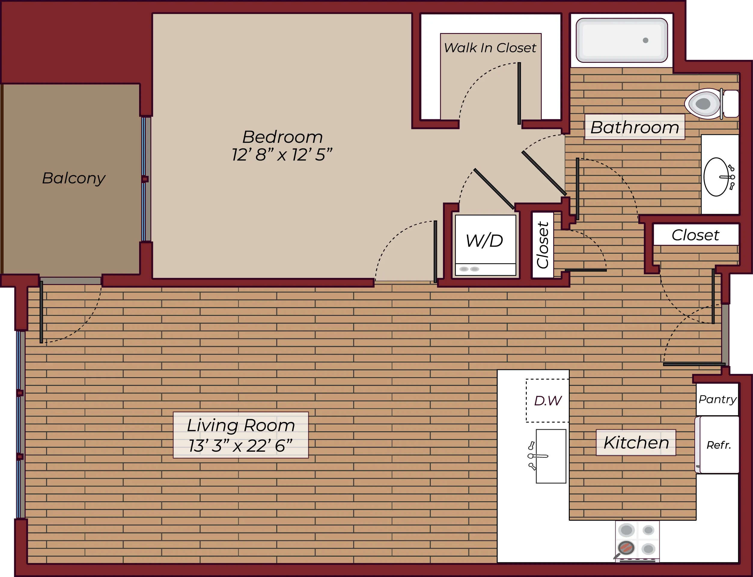 One Bedroom Floorplan | The James Apartments | Haverhill MA Apartments
