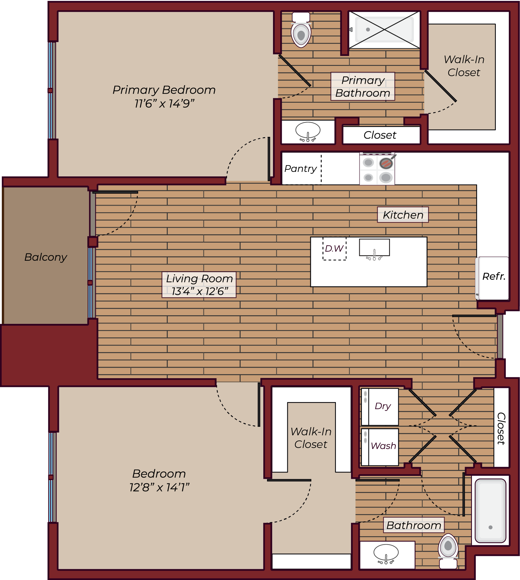Two Bedroom Floorplan | The James Apartments | Haverhill MA Apartments