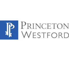 Elegant Princeton Westford logo featuring a stylized P against a blue square background.