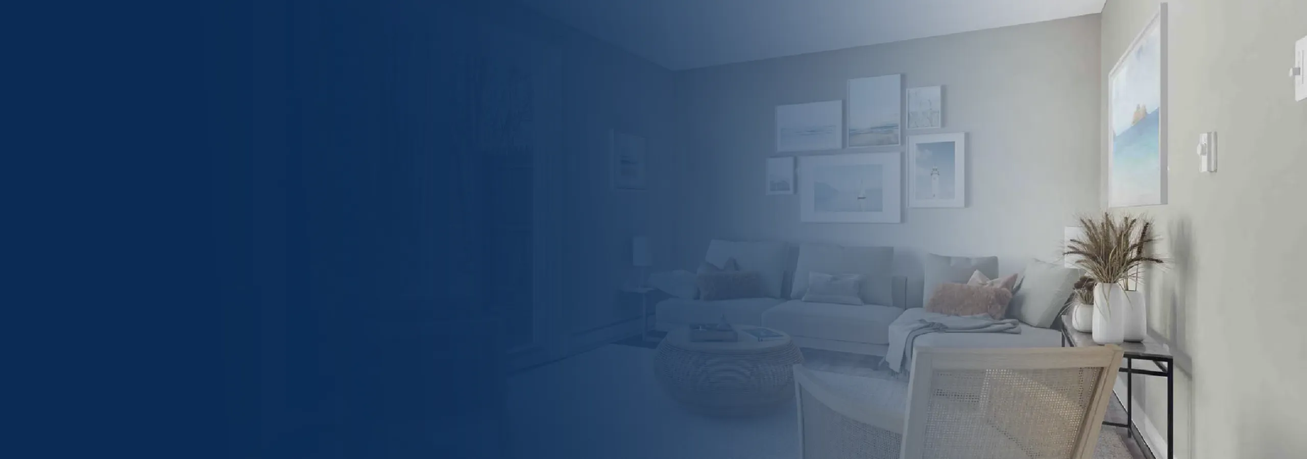 Chic living room with cozy sofa, modern decor, and ambient lighting creating a serene space.