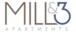 Modern Mill & 3 Apartments logo with a sleek, urban design aesthetic.