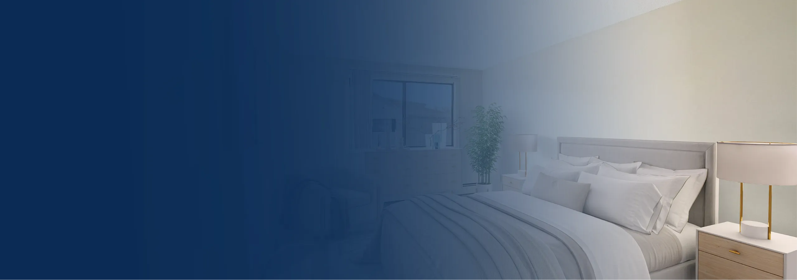 Elegant bedroom with plush bedding, modern nightstand, and soft lighting creating a serene atmosphere.