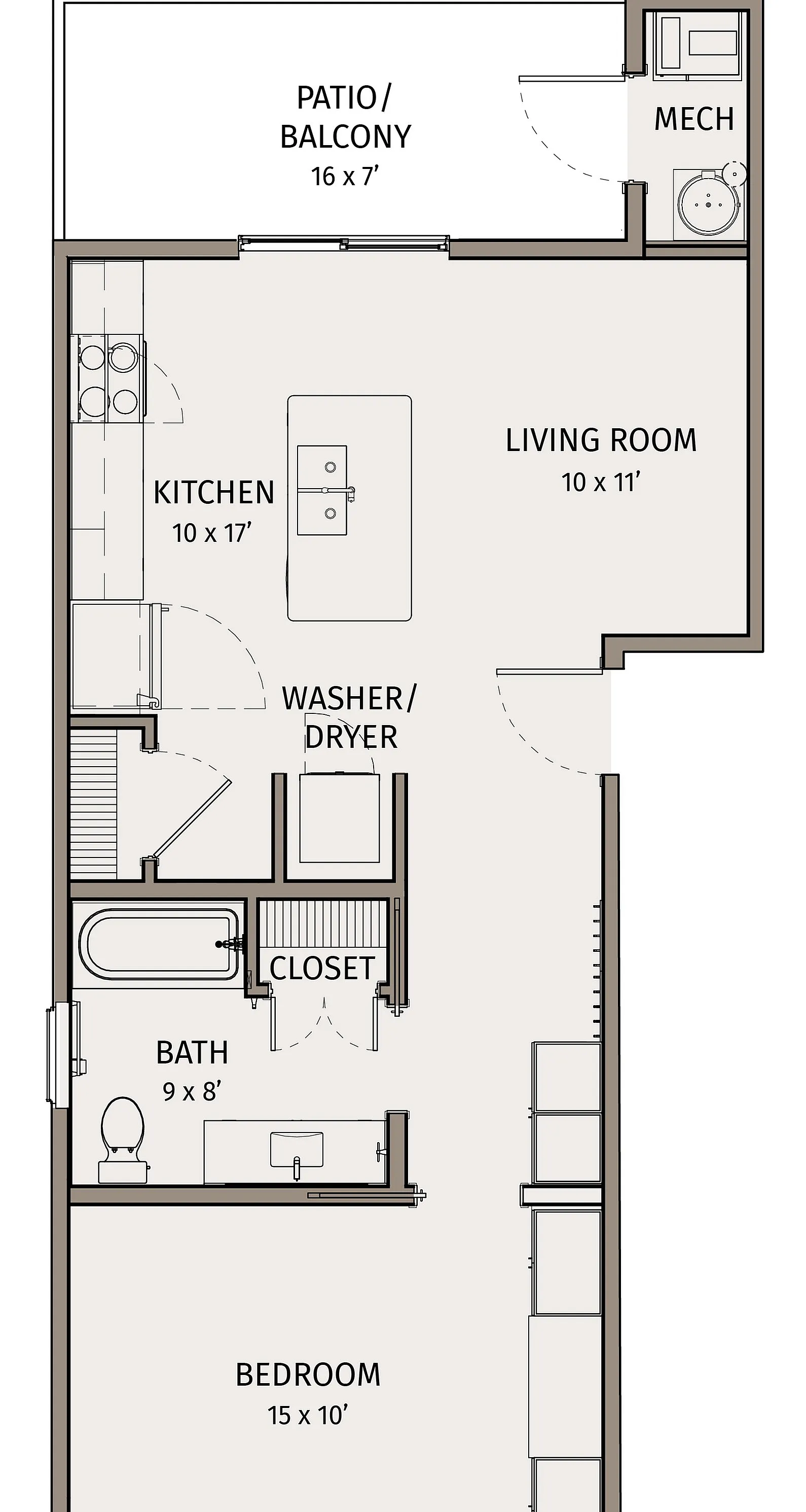 1 Bedroom, 1 Bathroom