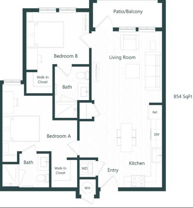 2 Bedroom, 2 Bath