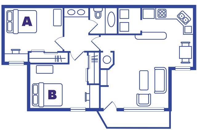2 Bedroom, 1 Bath