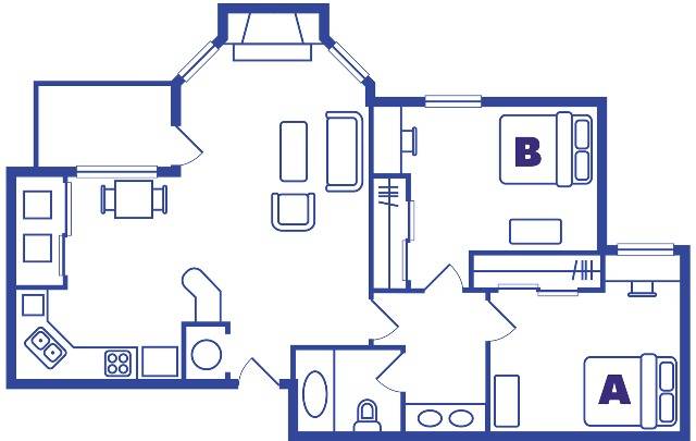 2 Bedroom, 1 Bath Fireplace