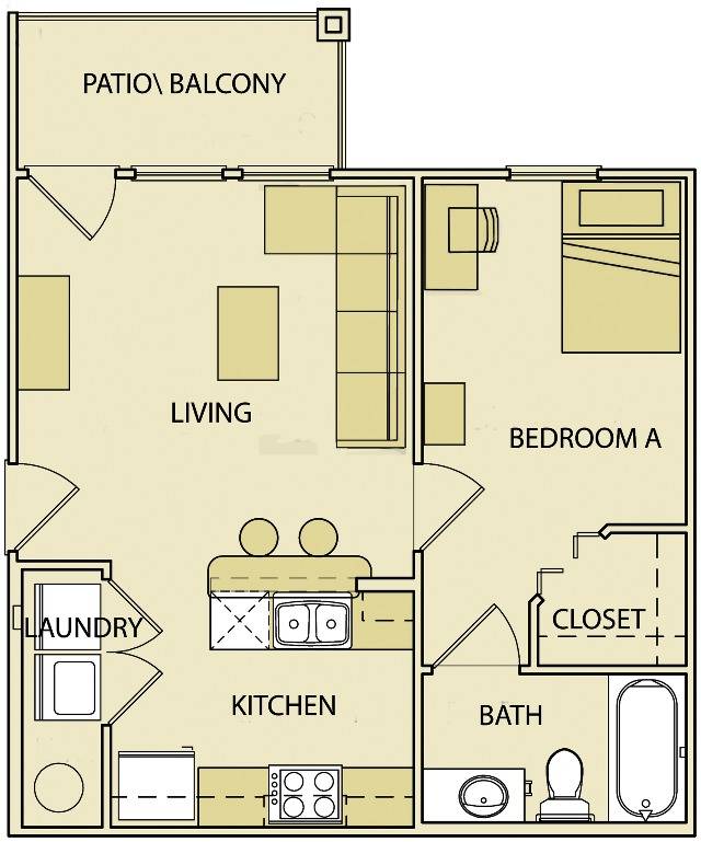 1 BEDROOM, 1 BATH