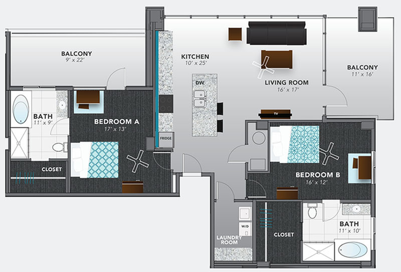 LUX on Capitol - 2 BEDROOM, 2 BATH PENTHOUSE