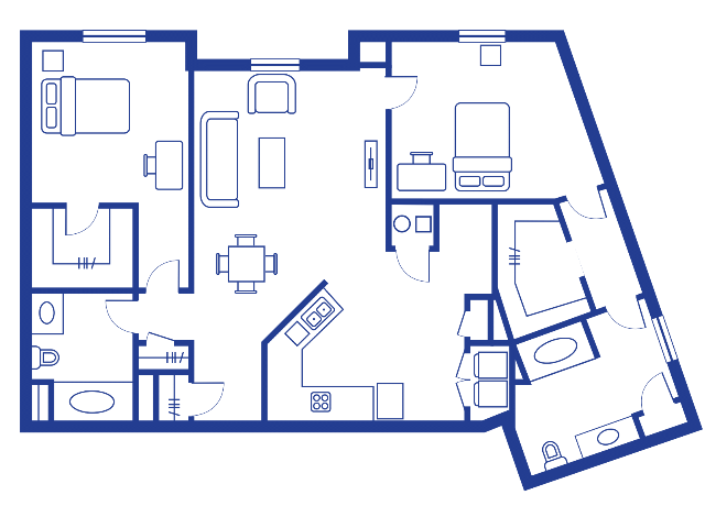 2 Bedroom, 2 Bath XL