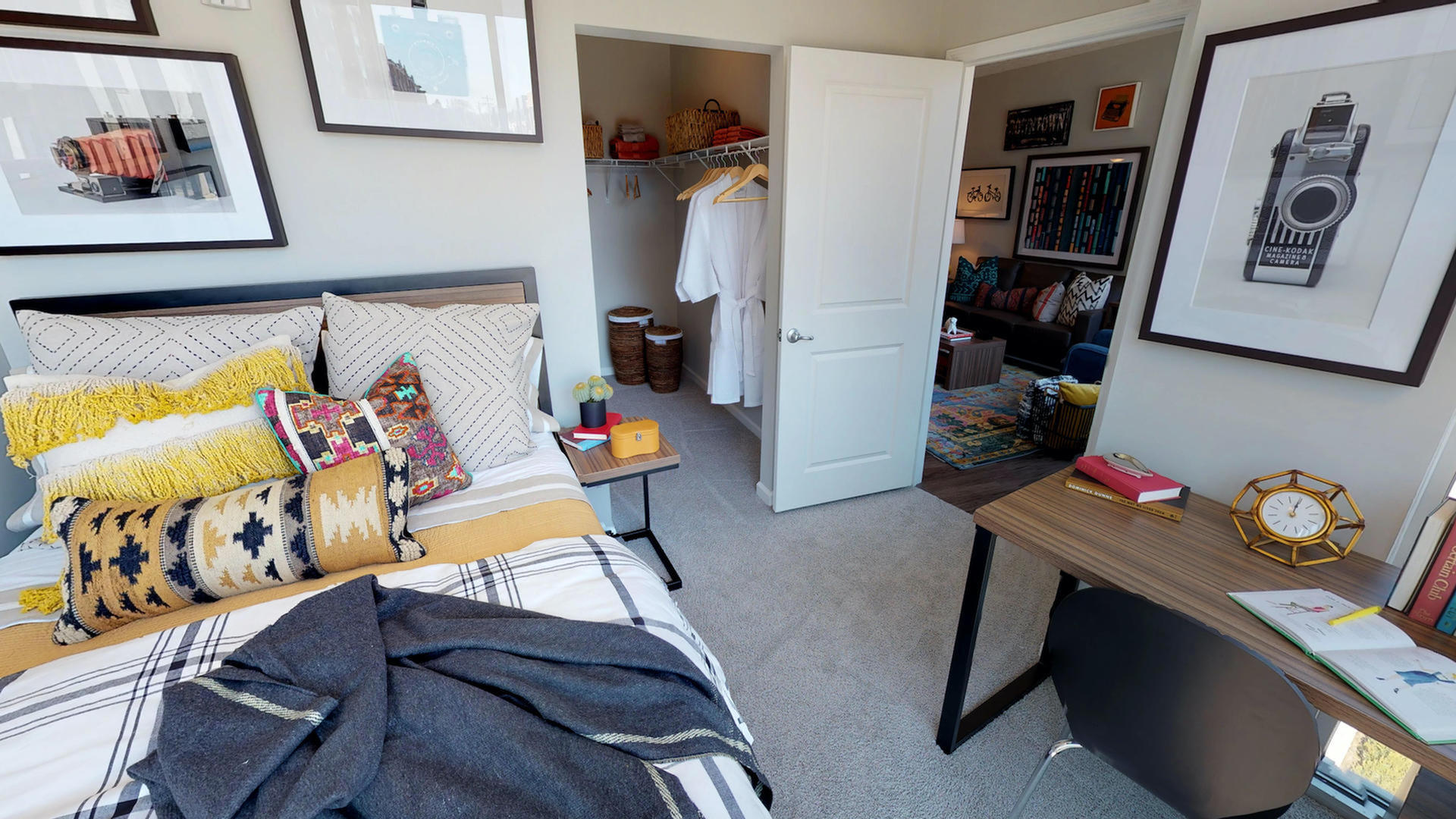 Image of Plush Carpet in Bedroom & Hardwood Style Flooring in Living Room & Kitchen for Luxe Belle