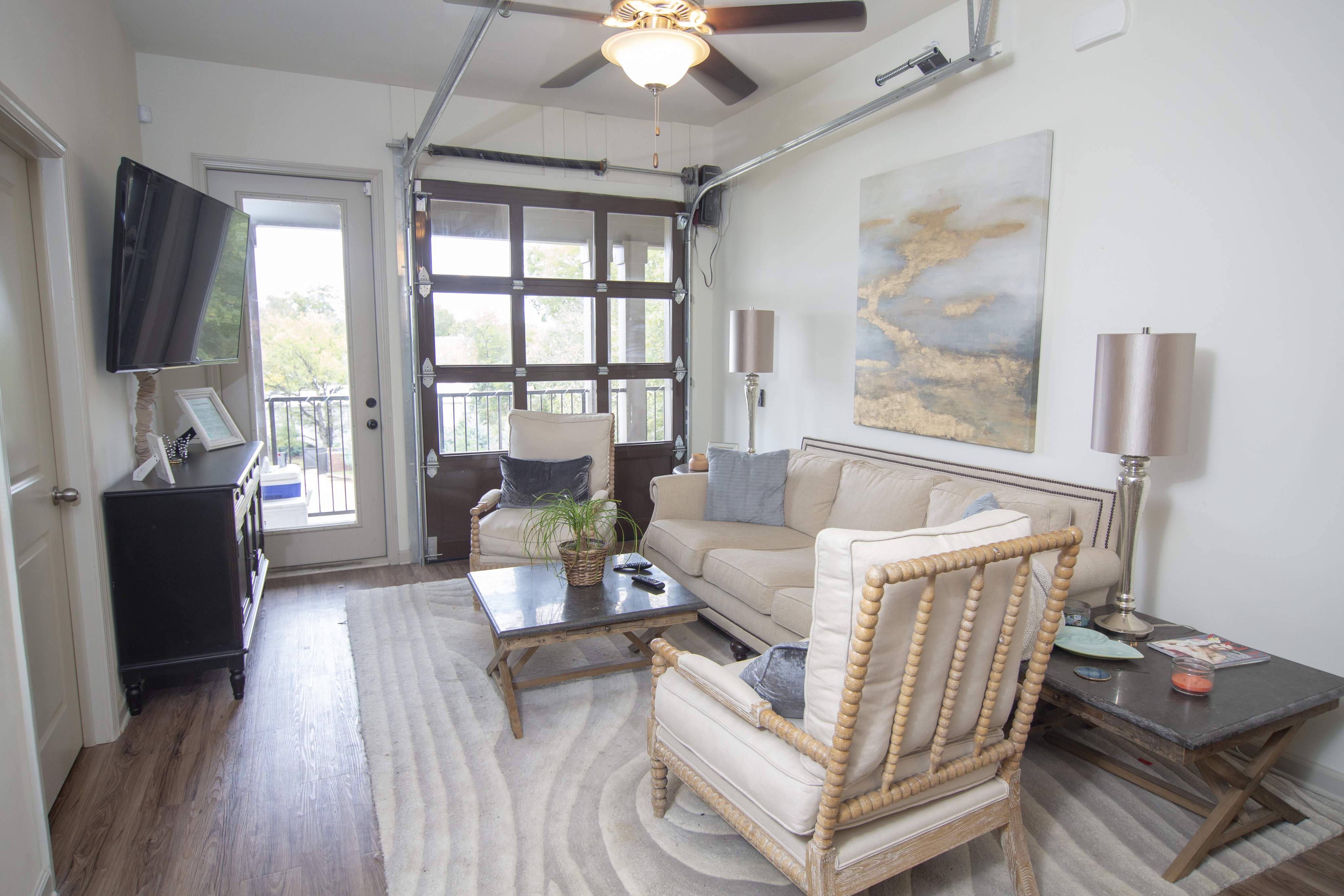 Image of Roll Up Garage Doors in Living Room for The Balcony Starkville