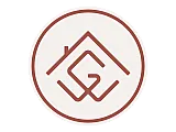 Modern logo design featuring a stylized house with geometric lines in an earthy brown circle, conveying a sense of home and stability.