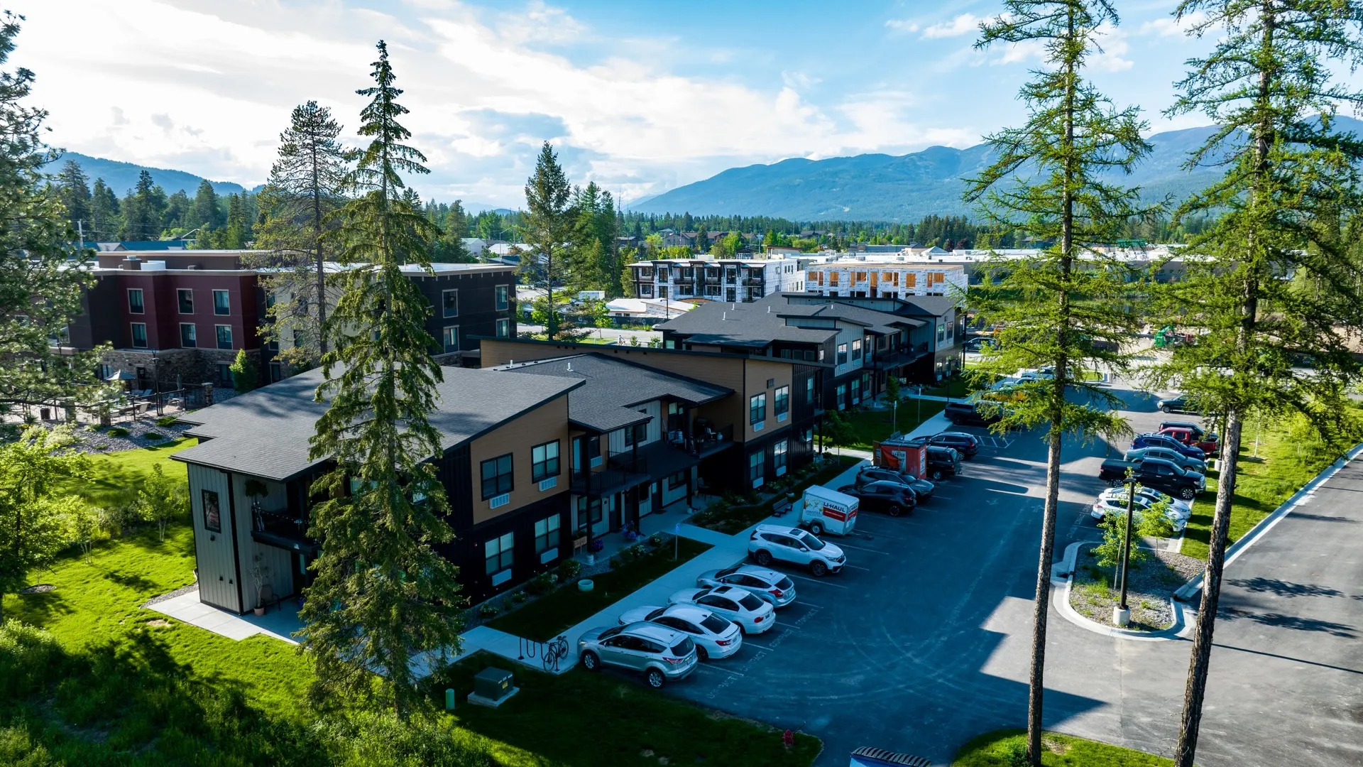 Rendering of exterior building of Riverview apartments