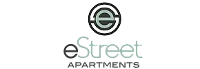 Logo of eStreet Apartments featuring a circular design with the letter 'e'.
