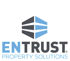 Innovative logo for Entrust Property Solutions featuring a modern blue and gray cube design.