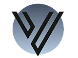 Modern V-shaped logo design in sleek black on a gradient blue circle, symbolizing innovation and style.