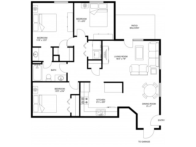 Burntwoods Three Bedroom One Bathroom