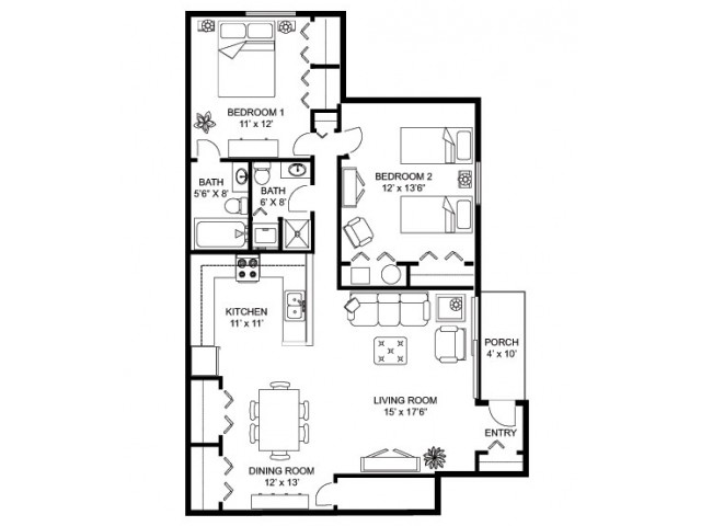 Meadowbrook Apartments - 2 Bedroom 2 Bath