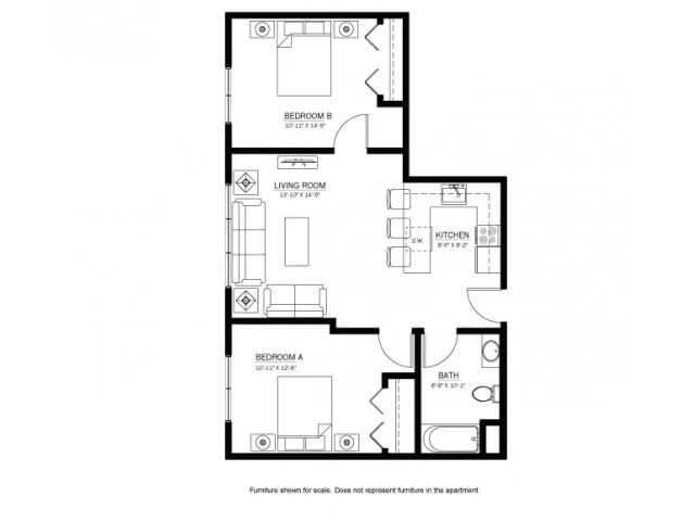 Two Bedroom/One Bathroom, Style B