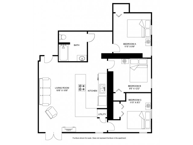 The Abbie - 3 Bedroom 1 Bath