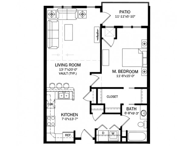 Building A & B -1 Bedroom -  Units 107, 207