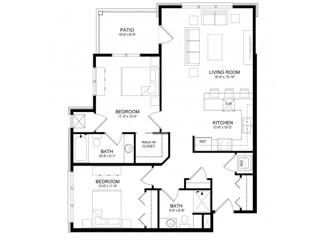 Buildings A & B - 2 Bed/2 Bath - Units 101, 201 & Building B 111,211