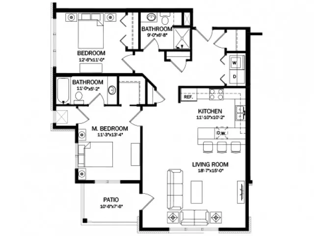 Buildings A & B -2 Bed/2 Bath - Units 100, 200