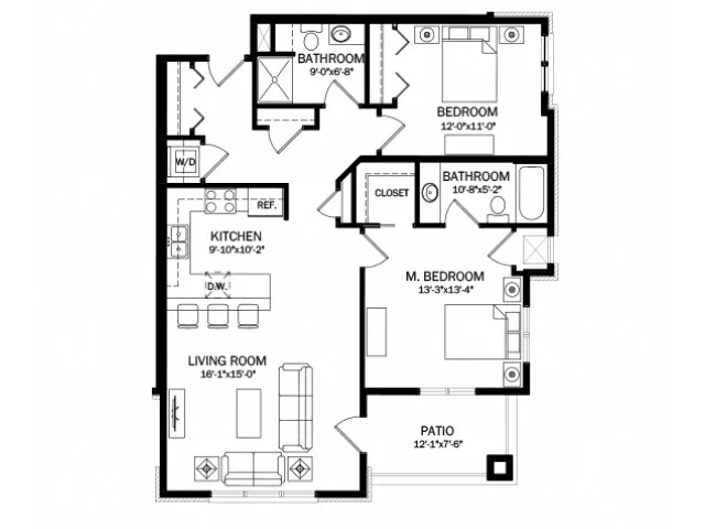 Buildings A & B - 2 Bed/2 Bath - Units 106, 206