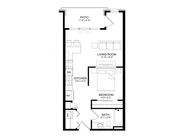 Buildings A & B - Studio -  Units 105, 205