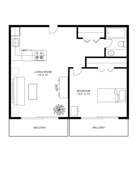 Urban 1 Bedroom 1 Bath