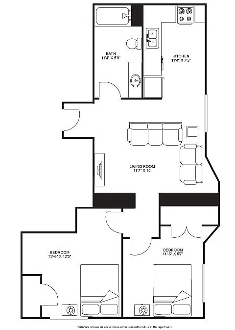 Blied 2 bed floorplan