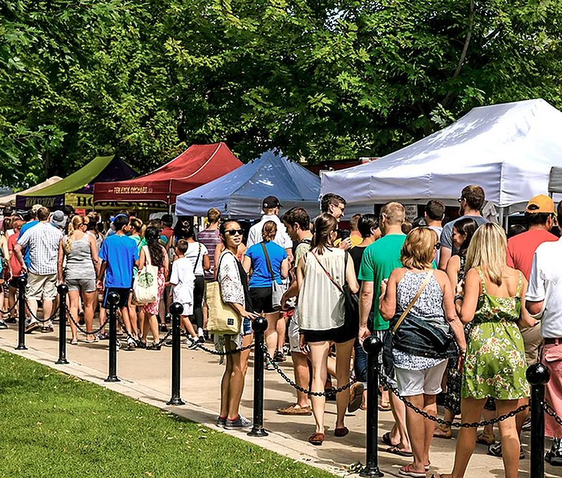A scene of the farmer's market in downtown Madison