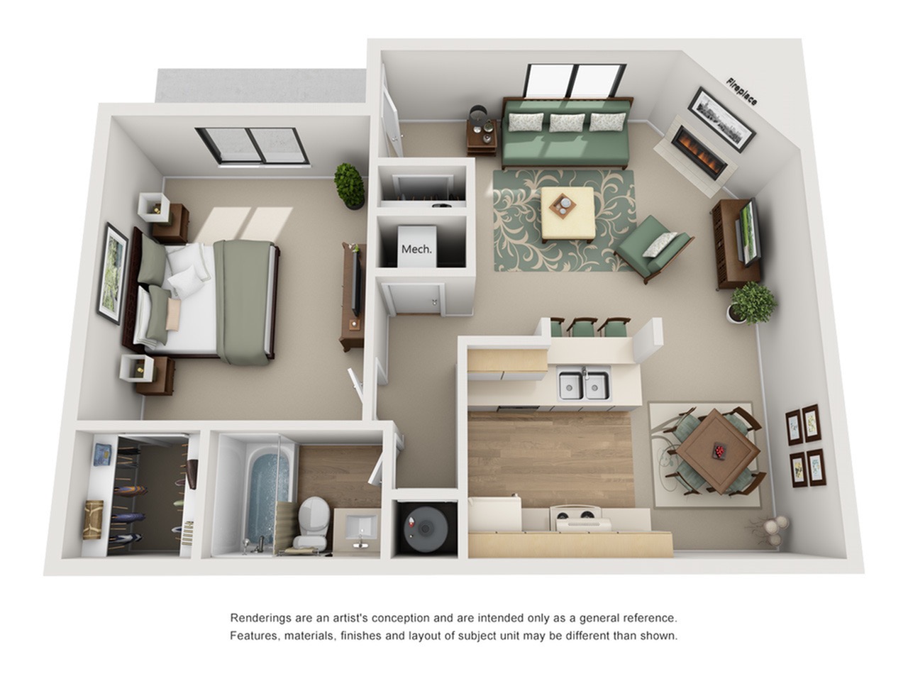 Floor Plan 1 | Apartments In North Charleston SC | Plantation Flats