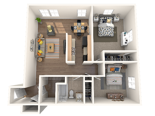 Two Bedroom One Bath 952 SF