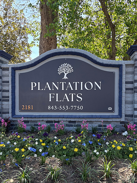 Welcoming Entrance at Plantation Flats Apartments in North Charleston, South Carolina