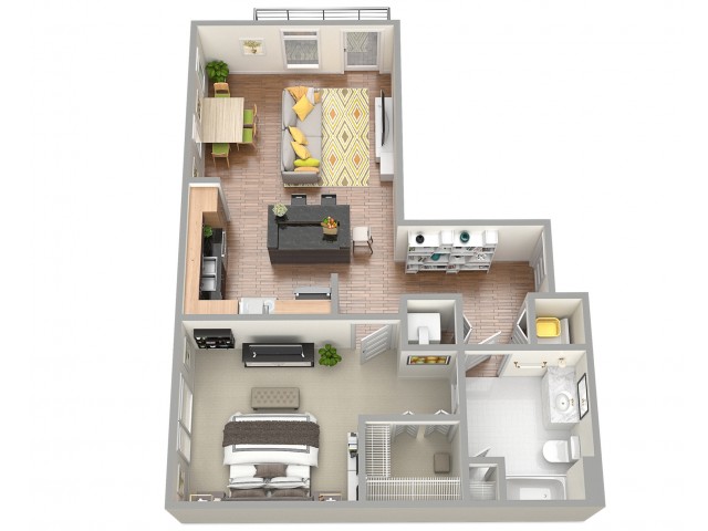 3D Floor Plan 1 | Clearwater Apartments | The Nolen