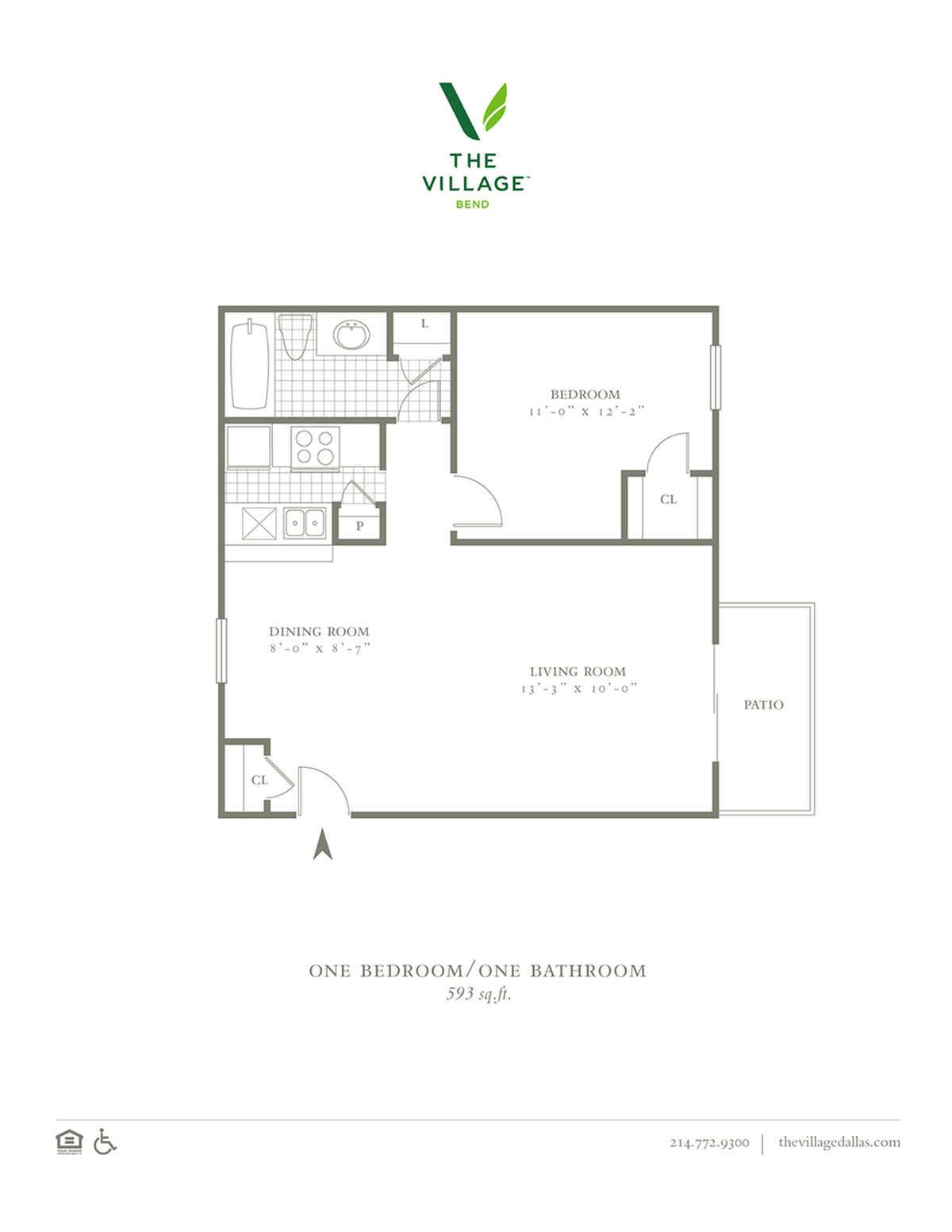 One Bed/One Bath 593sqft