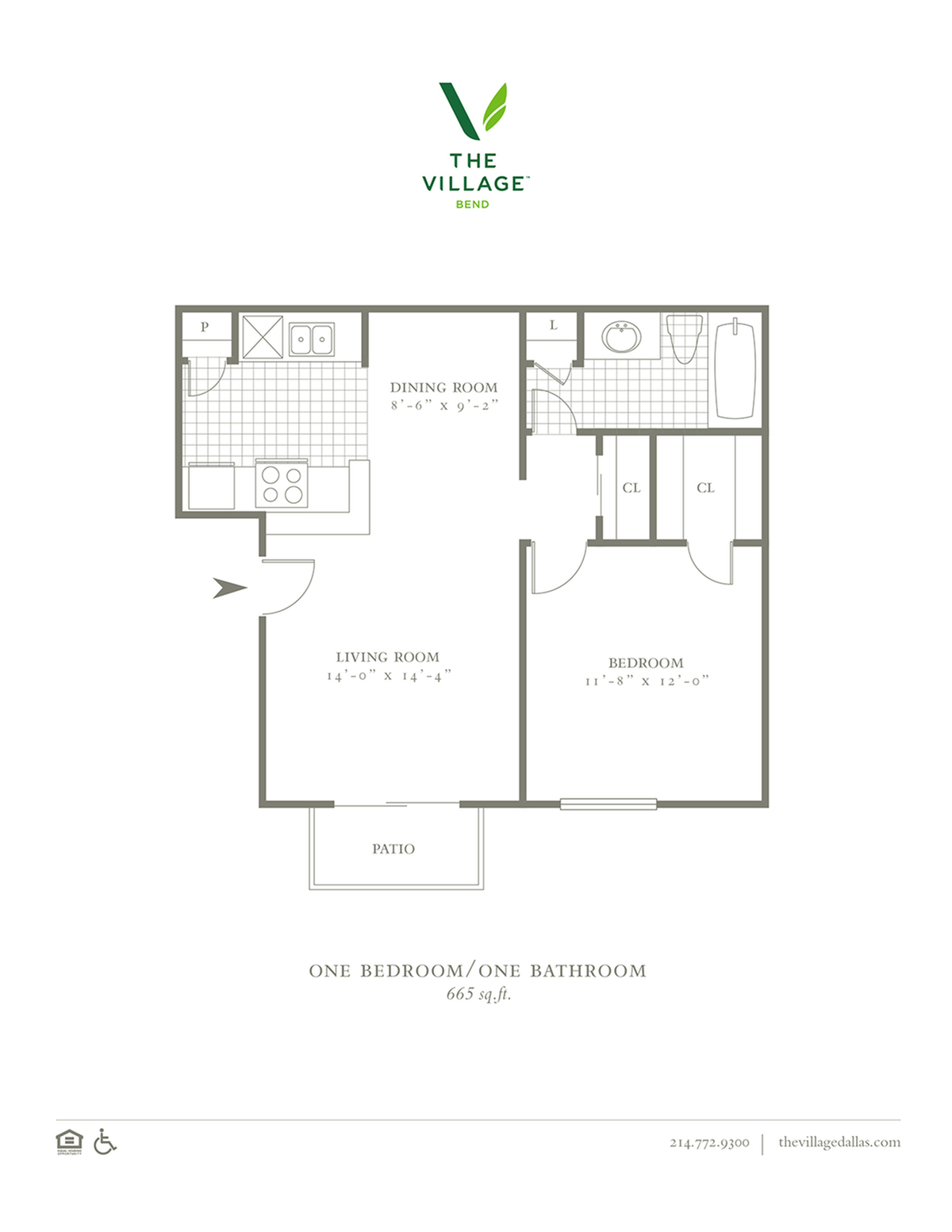 One Bed/One Bath 665sqft