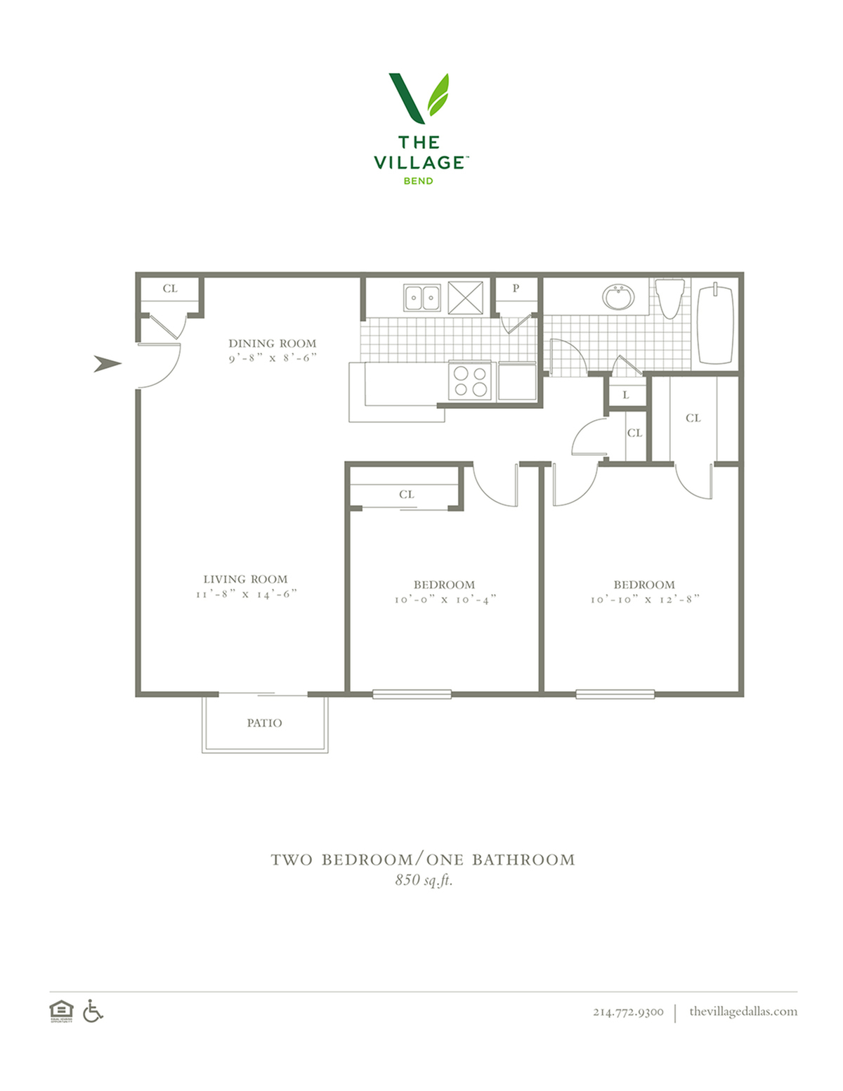 Two Bedroom/ One Bath 850sqft
