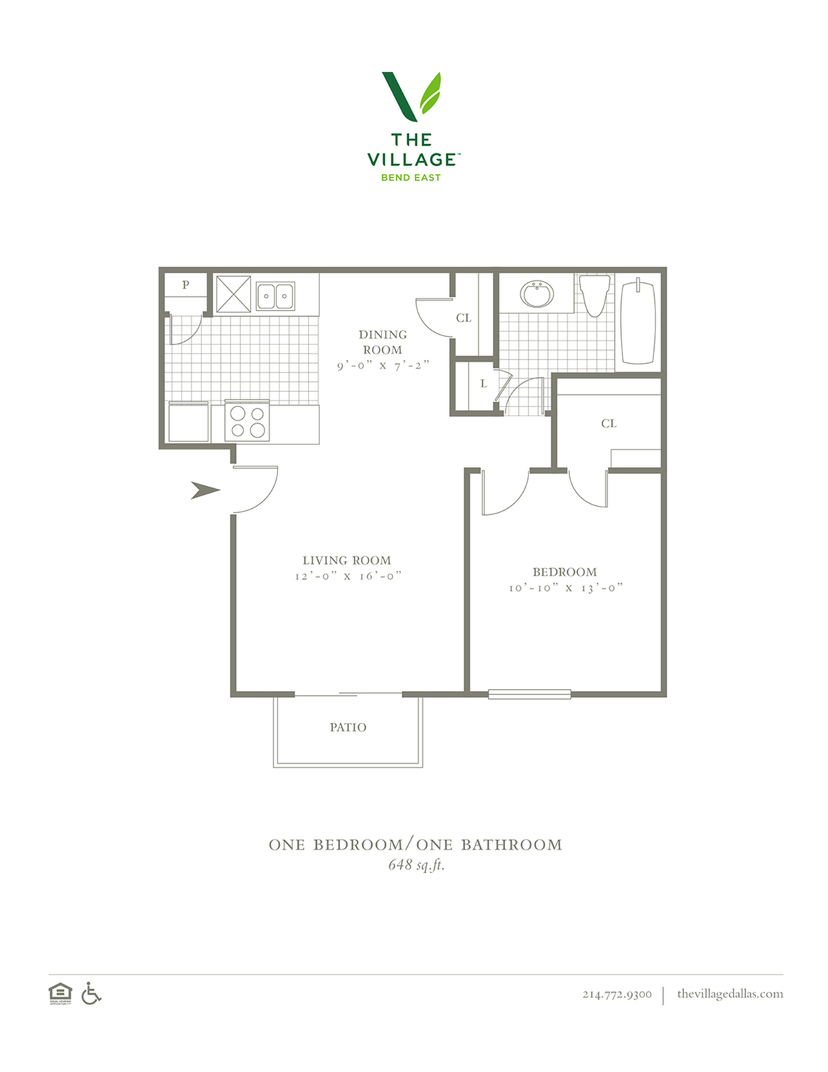 One Bedroom/One Bath - 648sf